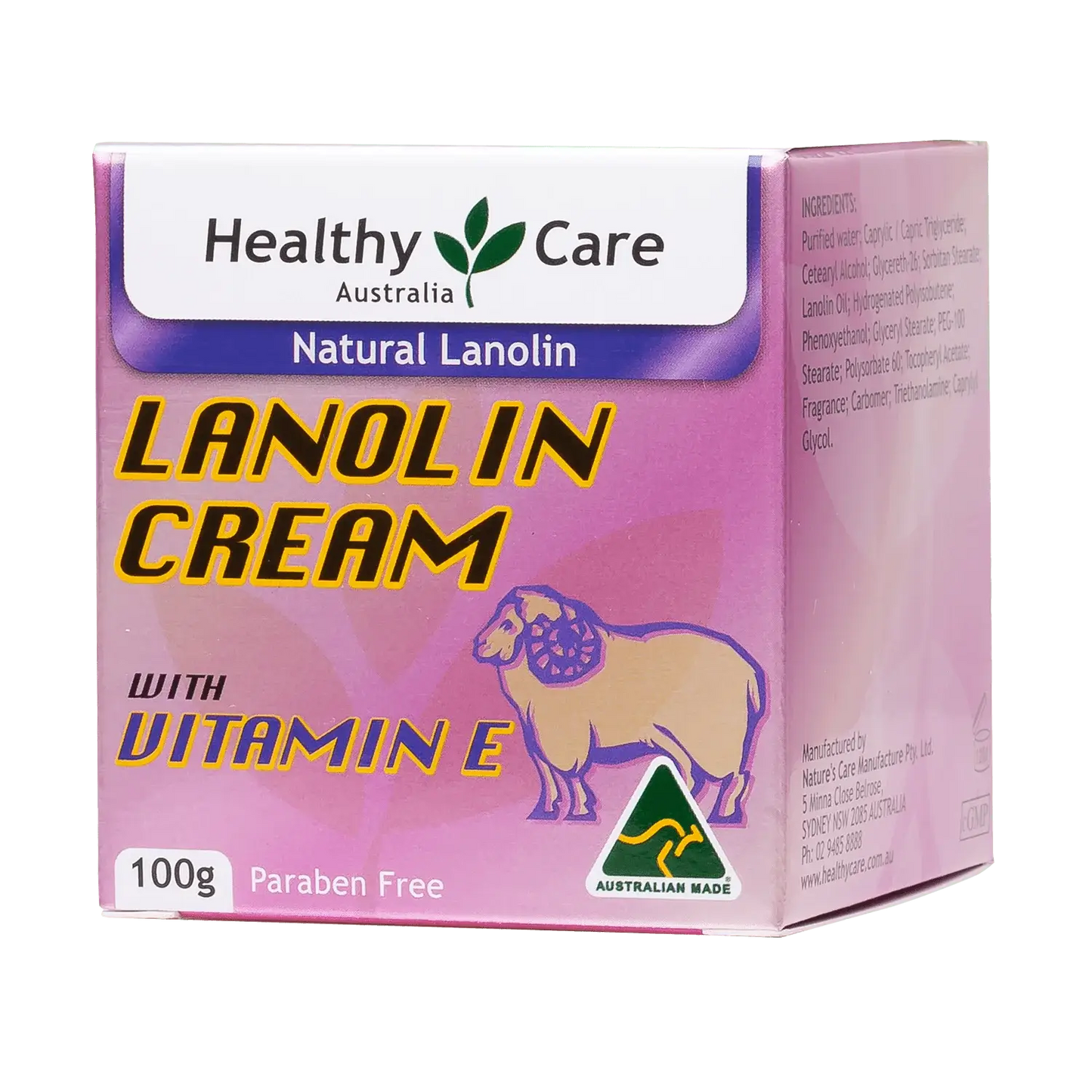 Healthy Care Lanolin Cream with Vitamin E 100g