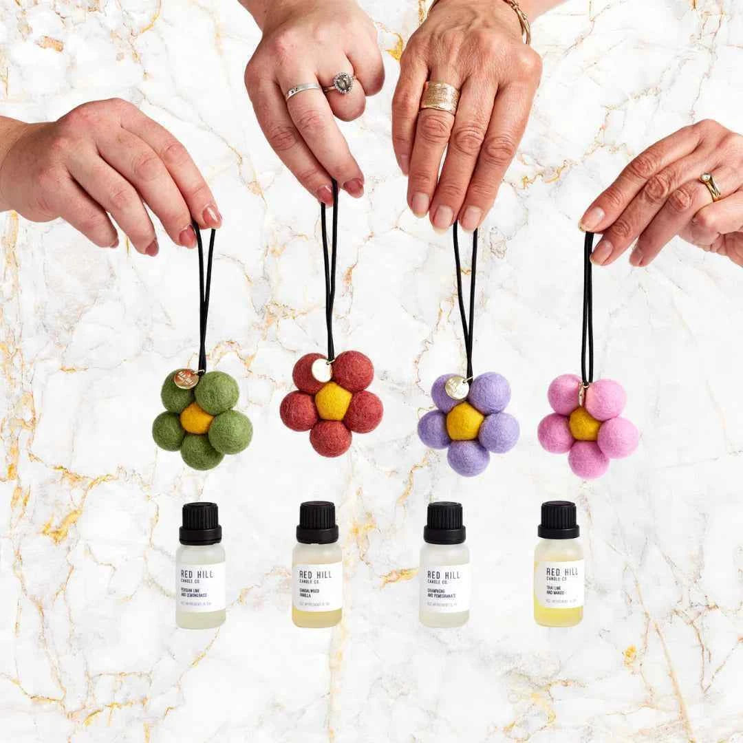 Red Hill Candle Co. Felt Flower Air Freshener(Thai Lime & Mango)