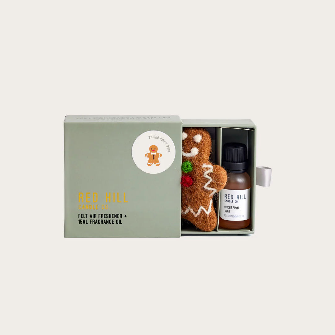 Red Hill Candle Co. Felt Gingerbread Man Air Freshener（Spiced Pinot Noir）
